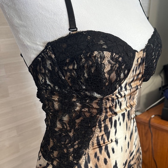 Marciano Leopard Print Lace Trim Chemise 93% Silk, 3% Spandex. NWT - Picture 3 of 11